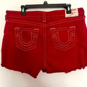 Womens red true religion shorts size 34